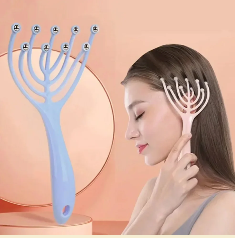 Double Layer Handheld Multi-Pronged Massager with Rolling Balls -Gem